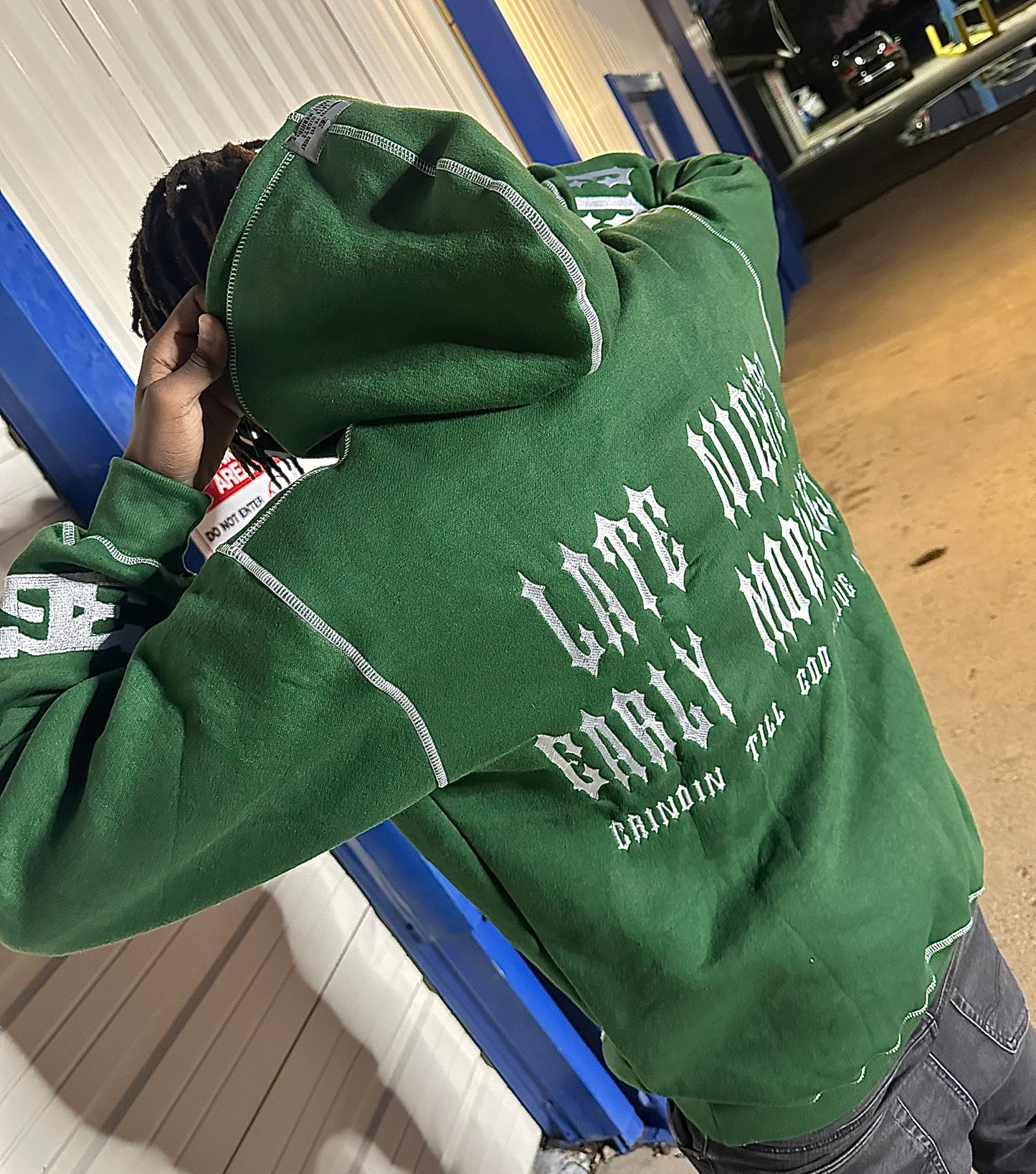 Green Late Nights Early Mornings Hoodie