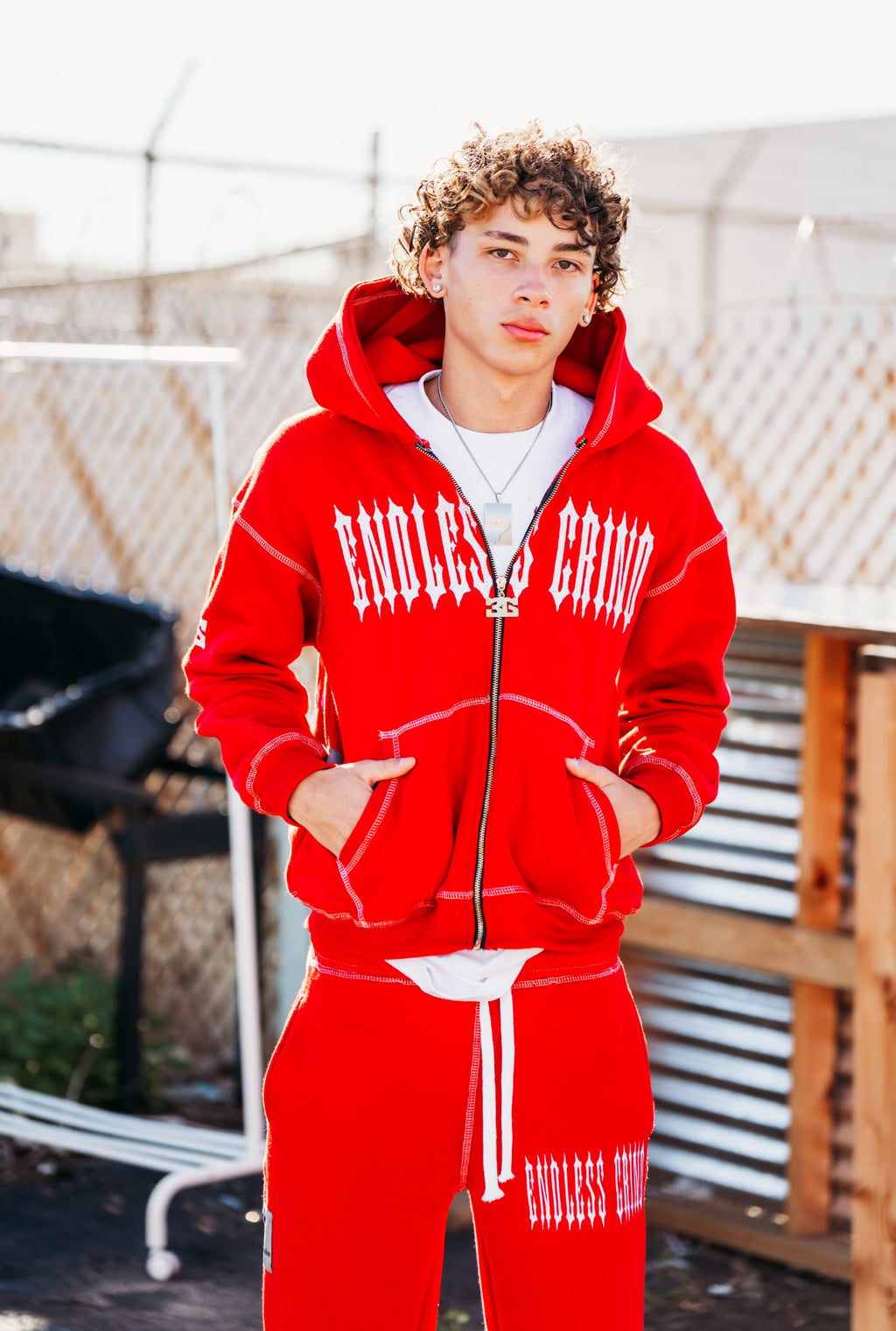 FIRE RED LNEM SWEATSUIT