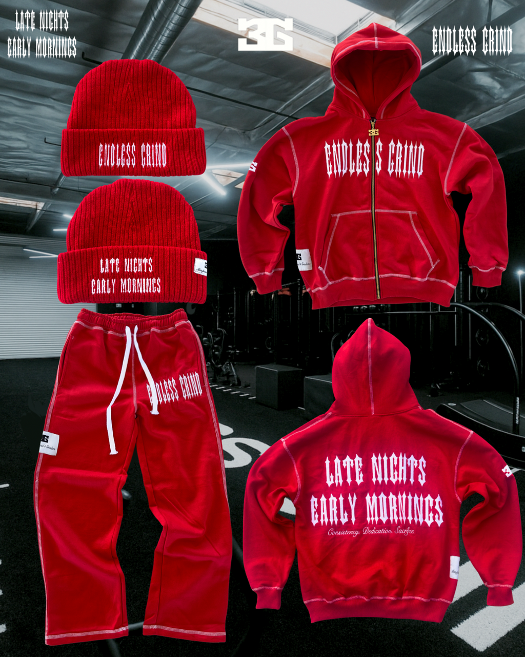 FIRE RED LNEM SWEATSUIT
